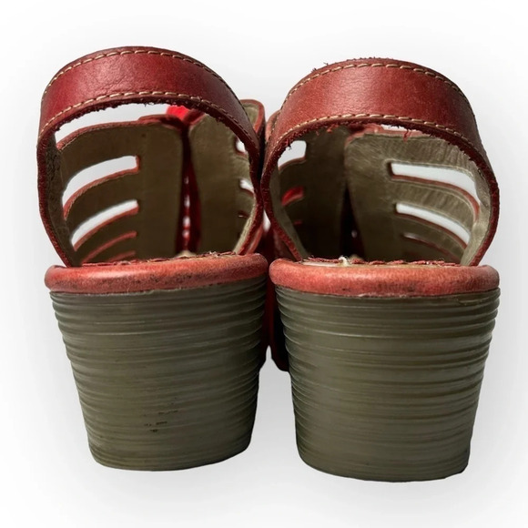 Fly  London Yito Red Lace-Up Slingback Wedge Sandals 36 - Picture 8 of 9